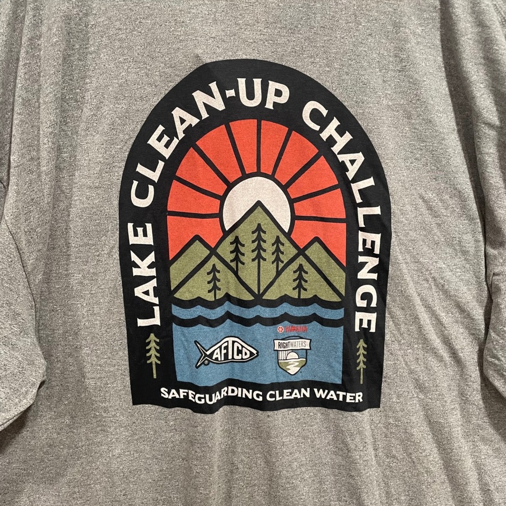 AFTCO Mens Lake Clean-Up Challenge Graphic T-Shirt Gray 3XL MT3453RW